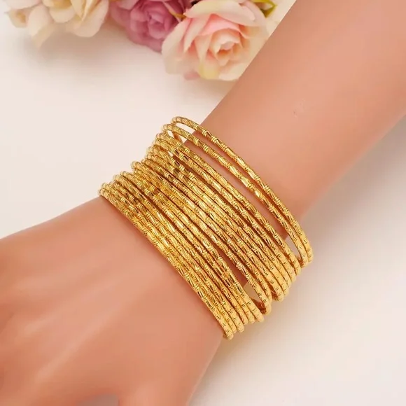 Jewelry 24k Gold Color Bangles For Women Gold Bracelets Wedding